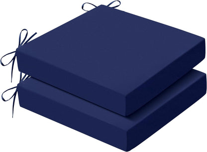 Outdoor Chair Cushions Set of 2, 19X19X3 Inch Waterproof & Fade Resistant Patio Furniture Seat Cushions with Ties, Square Outdoor Dining Chair Cushions for Lawn, Garden, Deck & Yard, Navy Blue1