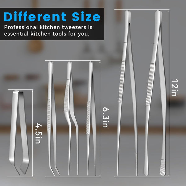 Stainless Steel Kitchen Tweezers Tongs for Cooking 6 Pcs7