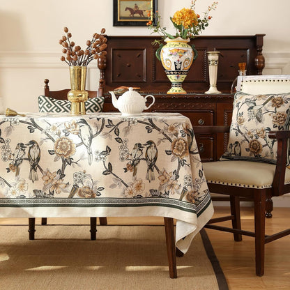 Designer Vintage Linen Tablecloth Rectangular,110"X63"-Murad A2