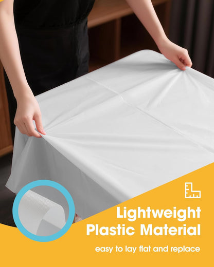 White Plastic Table Cloth - 30 Pack 54" × 108" Rectangle Disposable Tablecloths for 6FT Tables, Waterproof Table Cover for Party, Holiday & Gathering Use | Rectangle, 6 Ft Tables, Waterproof, Disposable Cover, Party Holiday Gathering3