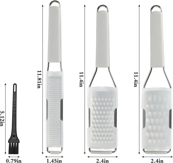 Cheese Grater Citrus Zester Lemon Zester Pack of 3-304 Stainless Steel - a Sharp Tool for Parmesan Cheese, Ginger, Garlic, Nutmeg, Chocolate, Vegetables，Fruits，Dishwasher Safe Clear5