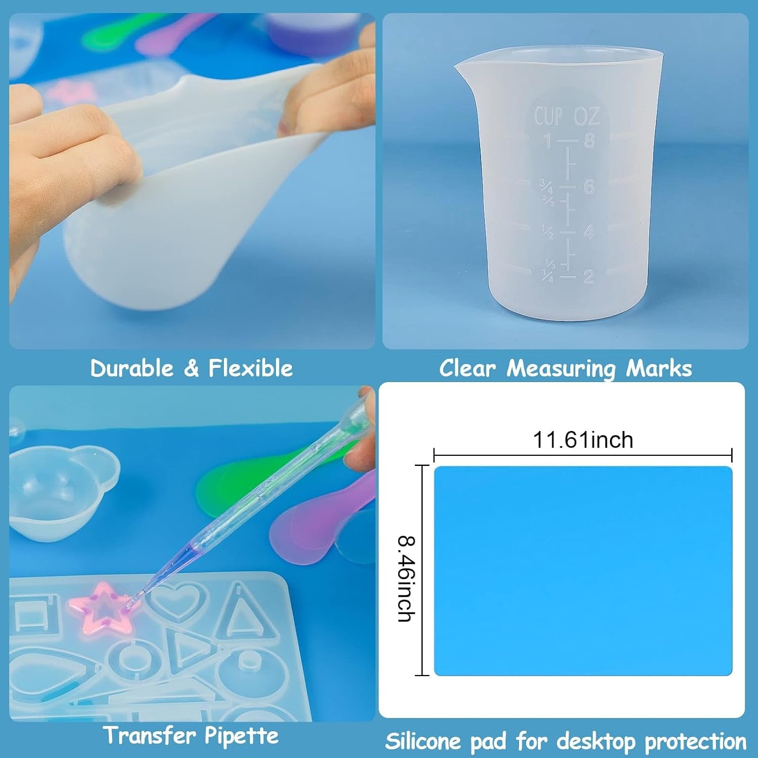 silicone-measuring-cups-tool-kit-for-resin-non-stick-250-100ml-epoxy-mixing-cups-reusable-resin-supplies-with-silicone-mat-stir-sticks-pipettes-cups-for-molds-jewelry-making