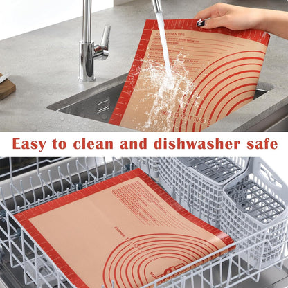 Non-Slip Silicone Pastry Mat Extra Large Measurements 28''X 20'' Baking Mat | Silicone Baking Mat Counter Dough Rolling Oven Liner Fondant / Pie Crust Sourdough Bread Supplies -  Red9