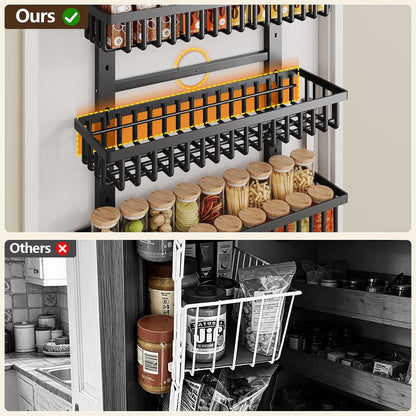 9 Tier over the Door Pantry Organizer, 2 in 1 Wall Mount or Hanging Spice Rack with Adjustable Deep Basket, Heavy-Duty Seasoning Organizer and Storage for Kitchen Cabinet Closet Bathroom7