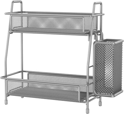 Spice Rack Organizer for Kitchen Counter, Spices Organizer and Storage Seasoning Organizer for Cabinet, Kitchen Metal Countertop Organizer with Side Basket (Grey)7