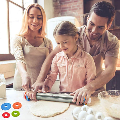 Rolling Pin and Silicone Pastry Mat Set with Adjustable Thickness Rings | Roll Dough to Perfect Size & Thickness, Stainless Steel Dough Roller for Baking Fondant, Pizza, Pie, Pastries, Pasta, Cookies6