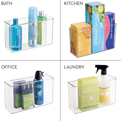 Adhesive Organizer Bin, Set of 2, Clear4