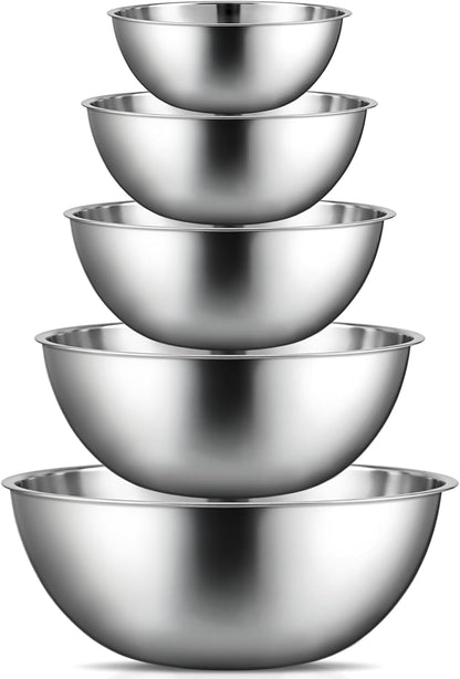 Stainless Steel Mixing Bowls Set - 5 Polished Mirror Nesting Bowls1