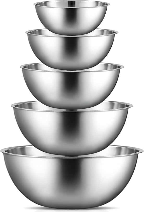 Stainless Steel Mixing Bowls Set - 5 Polished Mirror Nesting Bowls1
