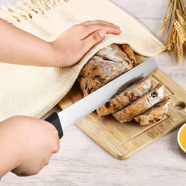 Serrated Bread Knife with Sheath 10 Inch, Black Upgraded Stainless Steel Razor Sharp Wavy Edge Wide Bread Cutter, for Slicing Homemade Bread, Bagels, Cake,Dishwasher Safe6