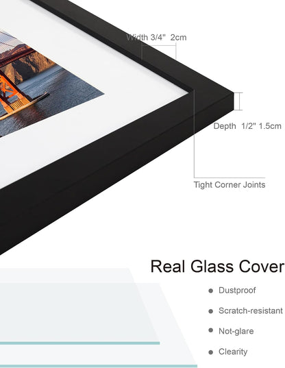 5X7 Picture Frame(4 Pack,Black) Made of Real Glass and Wooden Frame3