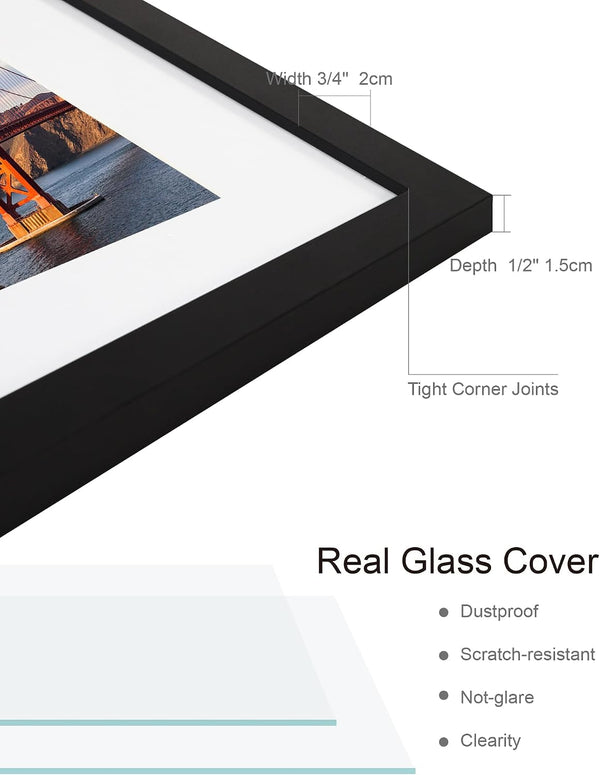 5X7 Picture Frame(4 Pack,Black) Made of Real Glass and Wooden Frame3