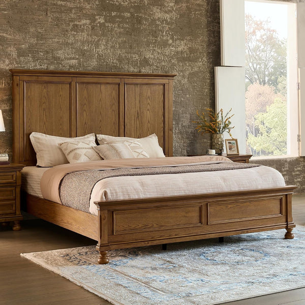 Solid Wood Queen Bed Frame, Traditional Wooden Platform Bed1