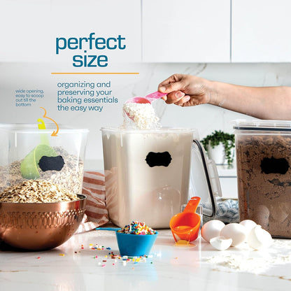 Flour Sugar Storage Containers (5.3L/4Pk) Great Rice Canisters Sets for the Kitchen Pantry, Large Food Storage Containers with Lids Airtight4