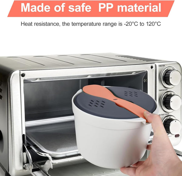 Microwave Rice Cooker Steamer,2L Microwave Rice Steamer Pasta Cooker with Strainer,Microwave Cookware Set,Non-Stick Food Grade for Rice, Pasta, Vegetables, Quinoa, Oatmeal, Ramen Non Stick (Orange)5