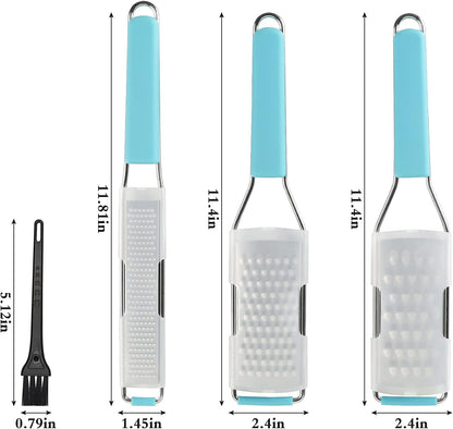Cheese Grater Citrus Zester Lemon Zester Pack of 3-304 Stainless Steel - a Sharp Tool for Parmesan Cheese, Ginger, Garlic, Nutmeg, Chocolate, Vegetables，Fruits，Dishwasher Safe Blue5