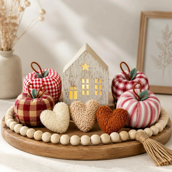 Cozy Decor Set for Home, Fall Decor with LED House & Woven Basket | Ready-To-Style Decor Set Cozy & Warm2