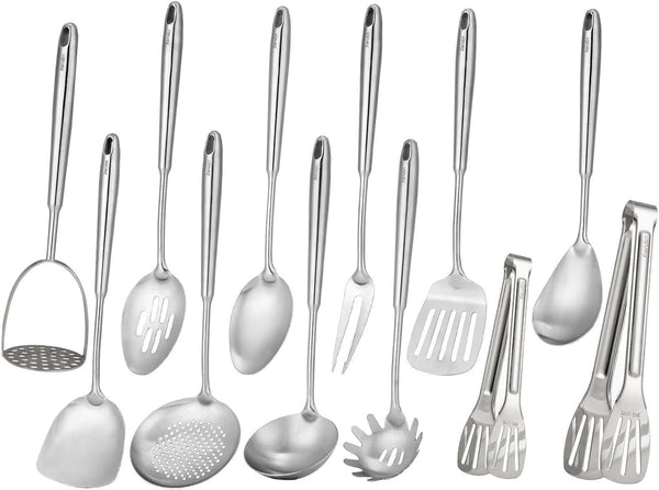 18/10 Stainless Steel Kitchen Utensils Set - 12 PCS All Metal Cooking Tools1