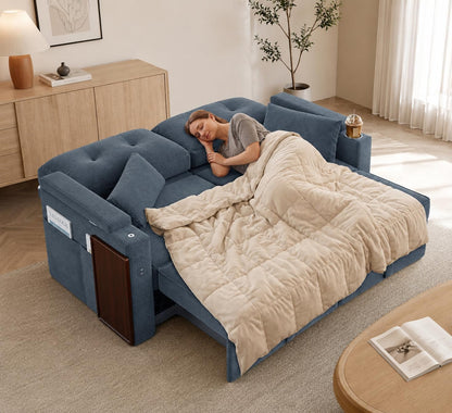 73" Sleeper Sofa, Convertible Sofa Bed with Pull Out Couch, Blue2