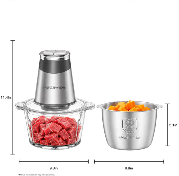 Food Processor, 800W Electric Meat Grinder, 1.8L Stainless Steel Bowl & 1.8L Glass Bowl, Dual Speed Modes for Meat, Onion, Vegetables, Nuts, Fruits, Baby Food8