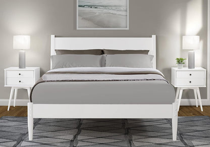 Mid-Century Panel Bed - King Size - White Finish1