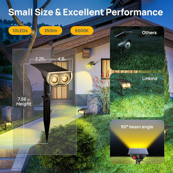 Solar Spotlights Outdoor Waterproof Dusk to Dawn Warm White 6 Pack2