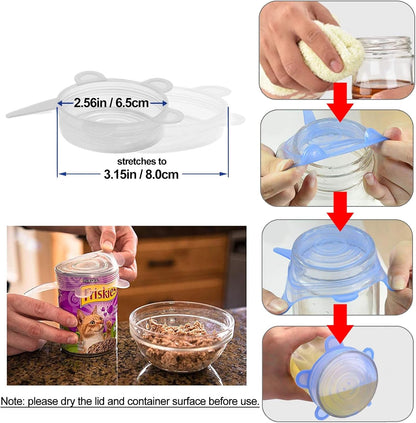 Silicone Can Lids (10 Pack, All 2.6'' Diameter), Reusable Silicone Stretch Lids for Pet Food Cans, Bpa-Free Seal Can Covers for Yogurt Jars Soda Regular Mason Jars Canned Pet Foods3