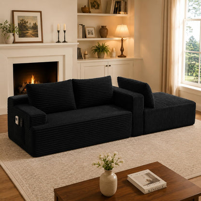 96" Boneless Sectional Sofa Cloud Couch with Deep Seat, Modern L-Shape Compressed Sofa Couch with Right Facing Chaise,Upholstered Boneless Couches for Living Room3