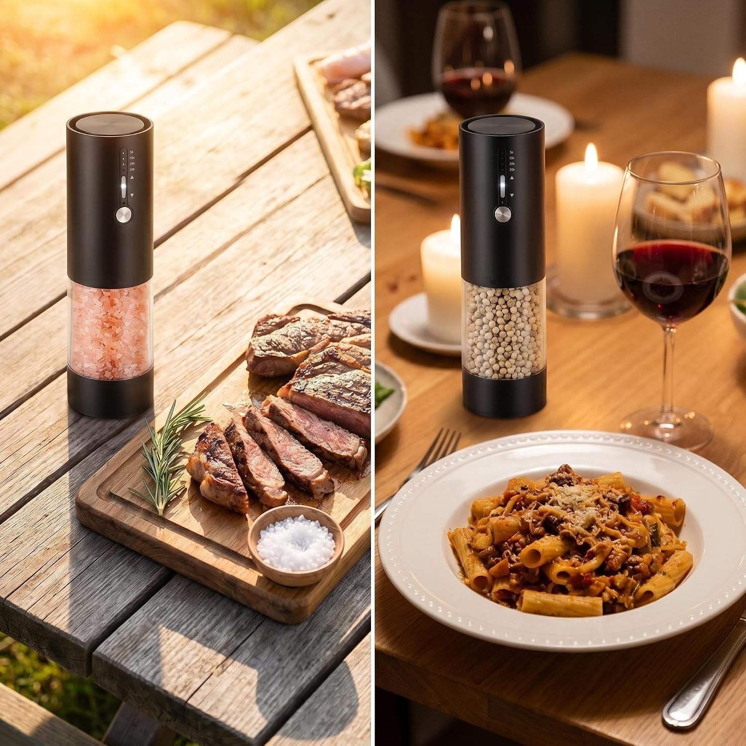 2pack-electric-salt-pepper-grinder-set-one-touch-operation-adjustable-coarseness-ceramic-grinding-core-usb-rechargeable-with-led-light-for-kitchen-restaurant-outdoor-black-black-black