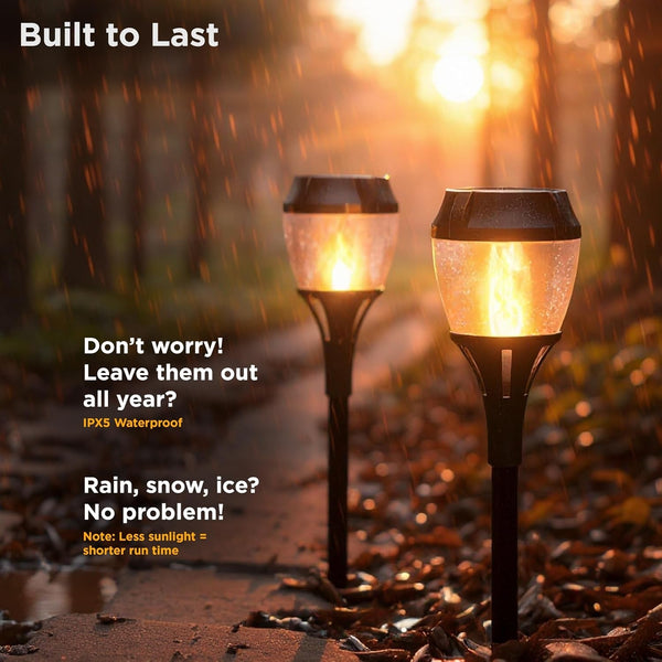 Solar Pathway Lights Outdoor Waterproof, Patented Fire Effect6
