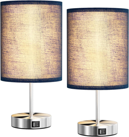 Set of 2 Touch-Controlled Desk Lamps, Compatible with Type C and USB a Ports, with Three Adjustable Brightness Levels for Bedside Lamps, Including Two Bulbs1