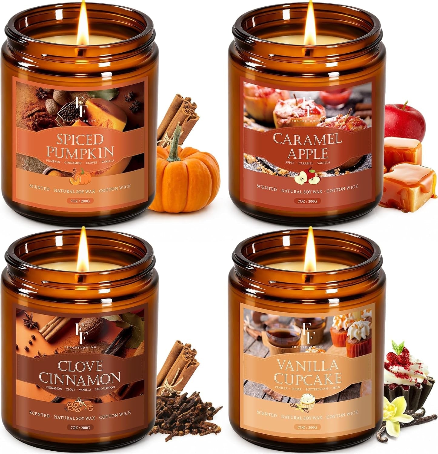fall-candles-set-4-pack-candles-for-home-scented-natural-soy-wax-autumn-gifts-set-for-women-men-fall-fragrance-of-pumpkin-cinnamon-vanilla-cupcake-apple