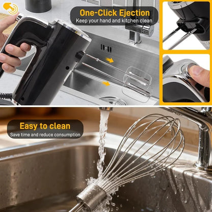 Electric Hand Mixer, Handheld Mixer with LCD Display and Storage Base | 5 Speeds & Turbo, One-Button Eject, 2 Beaters, 2 Dough Hooks, 1 Whisks, Kitchen Blender for Eggs, Cream, Dough, Baking5