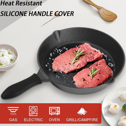 Pre-Seasoned Cast Iron Skillet Set - 3 Piece Frying Pan with Heat-Resistant Handles (6, 8, 10 Inch) for Frying, Saute, Pizza, Oven Safe (Black)3