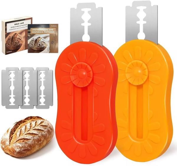 2PCS Bread Lame Sourdough Scoring Tool, Magnetic & Retractable Bread Scoring Tool, Scoring Knife for Bread Baking, Bread Razor for Homemade Bread, Lame Bread Tool, Includes 3 Razor Blades1