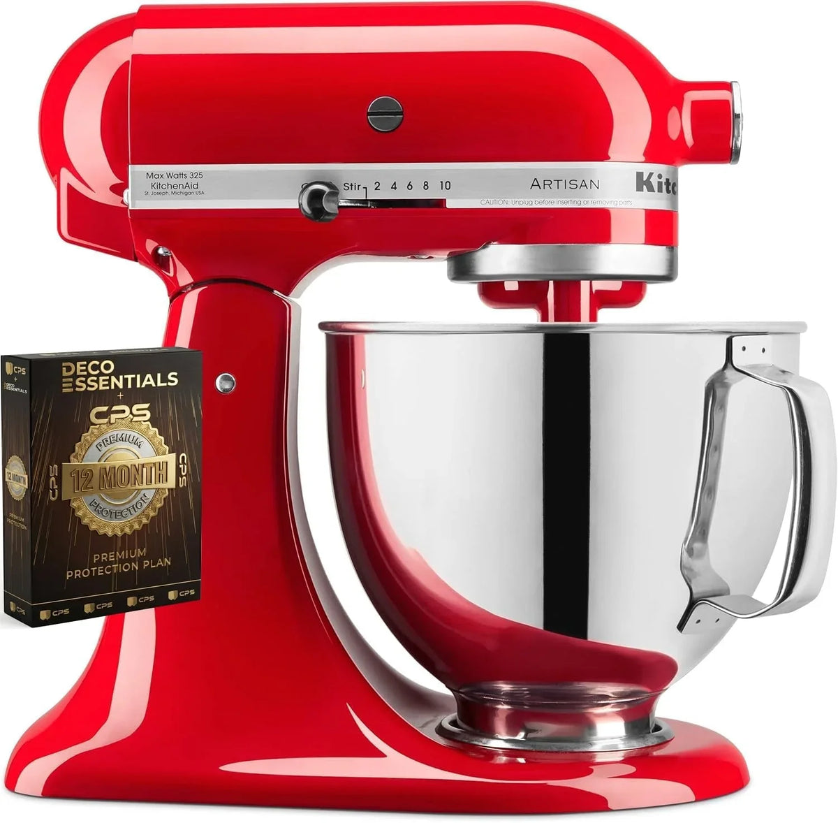 kitchenaid-artisan-series-5-quart-tilt-head-stand-mixer-with-pouring-shield-ksm150ps-cherry-tomato-bundle-with-deco-essentials-exclusive-cps-1-year-extended-protection-pack