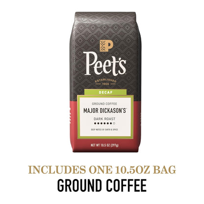 Peet'S Coffee, Dark Roast Ground Coffee, Decaffeinated Arabica Coffee - Decaf Major Dickason'S Blend 10.5 Ounce Bag3