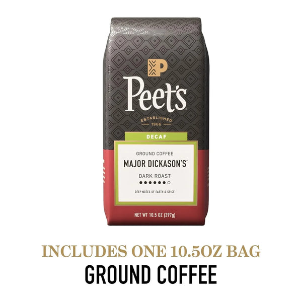 Peet'S Coffee, Dark Roast Ground Coffee, Decaffeinated Arabica Coffee - Decaf Major Dickason'S Blend 10.5 Ounce Bag3