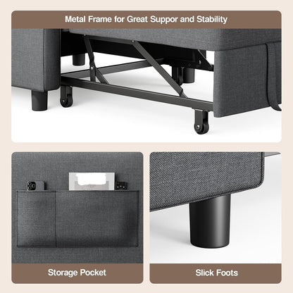 Convertible Sofa Chair Bed, 3-In-1 Linen Pull Out Chair, Dark Gray8