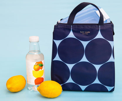Kate Spade New York, Portable Soft Cooler Lunch Bag with Silver Insulated Interior Lining and Storage Pocket, Joy Dot5