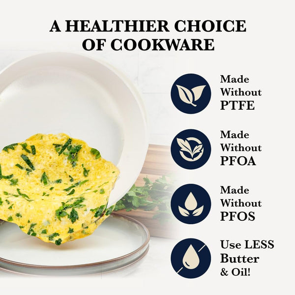 Hammered 15Pcs Ceramic Cookware Set Nonstick, Induction Pots and Pans Set Non Stick with Bakeware Set & Steamer for Cooking, Non Toxic PFOA PFOS Free, Oven & Dishwasher Safe, Cream White6