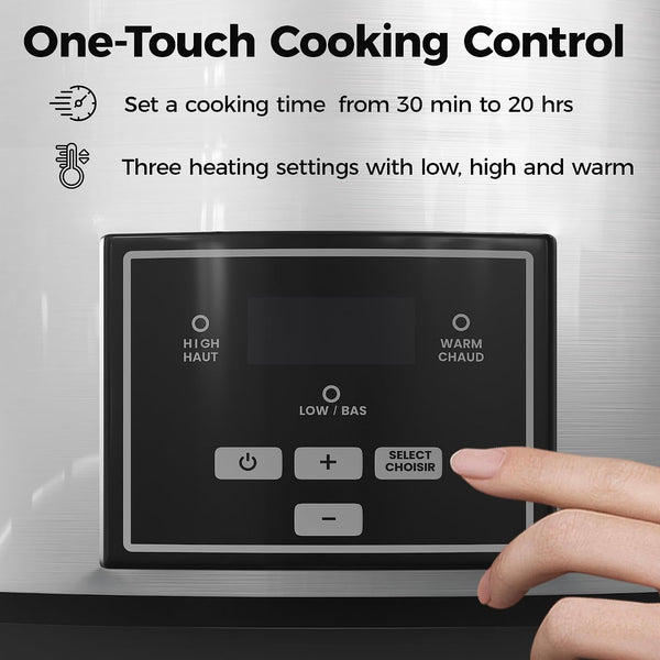 6 Quart Programmable Slow Cooker with 2 in 1 Silicone Liners, Food Warmer with Auto Warm Setting and Digital Timer, 3 Cooking Settings, Dishwasher Safe Ceramic Pot & Glass Lid, Silver4