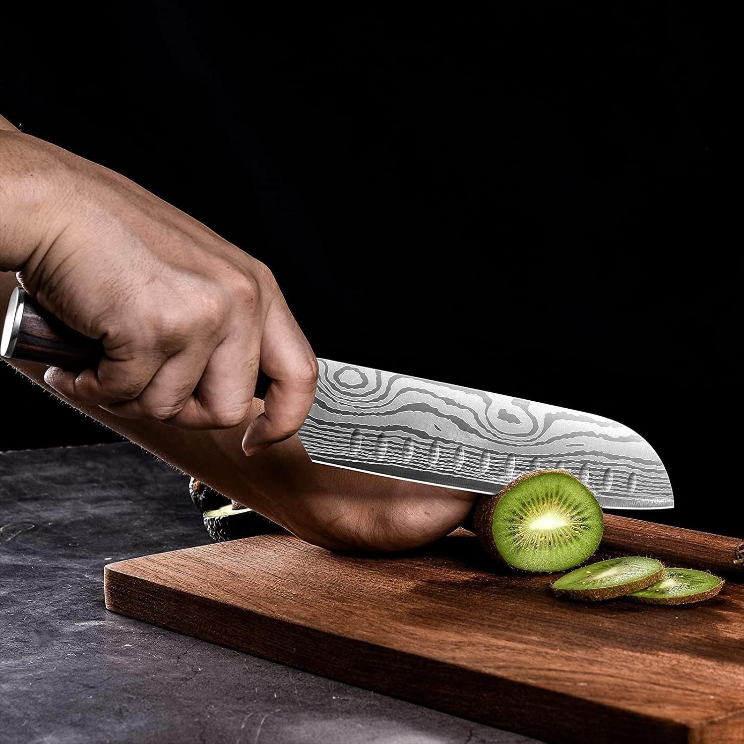 7-santoku-knife-with-blade-guard-hollow-edge-chefs-santoku-knife-7-inch-stainless-steel-japanese-chefs-knife-for-kitchen-vegetables-fruits-meat-ergonomic-pakkawood-handle-gift-box