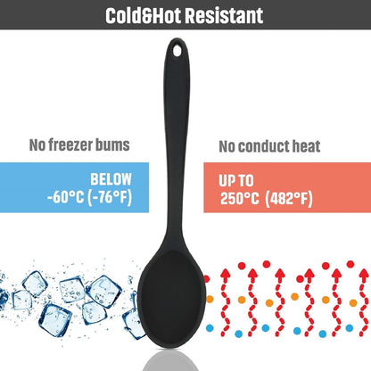 4 Pcs Silicone Cooking Spoons 10.6 Inch Slotted Nonstick, Black3