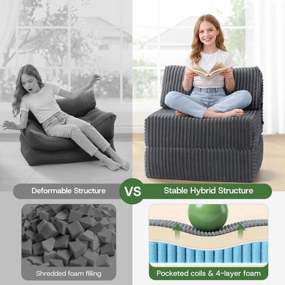 Folding Sofa Bed Convertible 4 in 1 Sleeper Chair Gray Single3