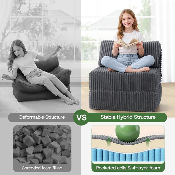 Folding Sofa Bed Convertible 4 in 1 Sleeper Chair Gray Single3