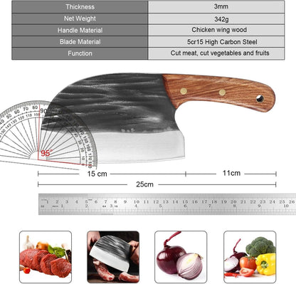 Meat Cleaver, Full Tang Powerful Handmade Knives High Carbon Steel Wide Blade Ultra-Sharp Kitchen Knives Cutting Slices Minced Meat Fish Knife2