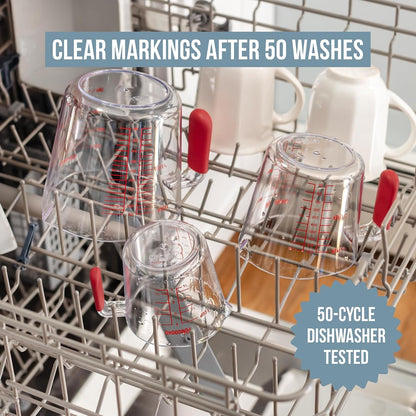 Liquid Measuring Cups Set, Plastic, Fade-Proof Marks, 3Pc2