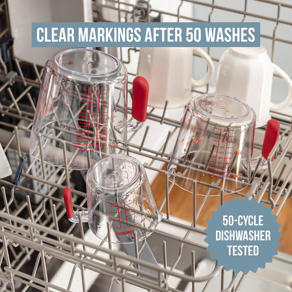 Liquid Measuring Cups Set, Plastic, Fade-Proof Marks, 3Pc2