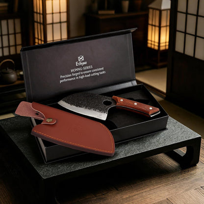 Serbian Chef Cleaver Knife with Genuine Leather Sheath7
